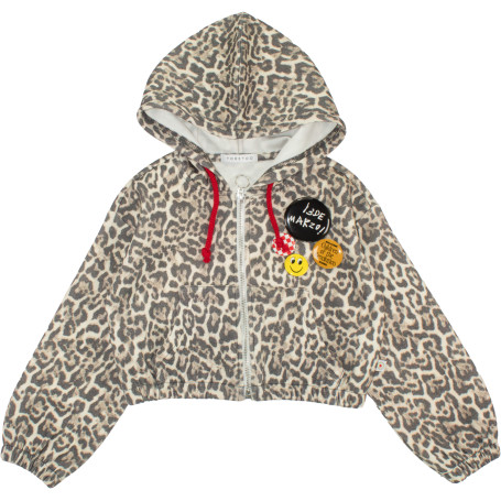 FELPA MACULATA ZIP C/CAPPUCCIO NEONATA