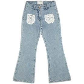 JEANS A ZAMPA CON TASCHE MERLETTO