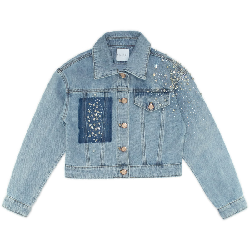 GIUBBINO JEANS CON STRASS ESSENTIAL
